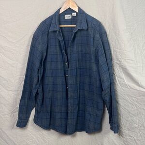 LL Bean men’s blue plaid button up shirt men’s XXL